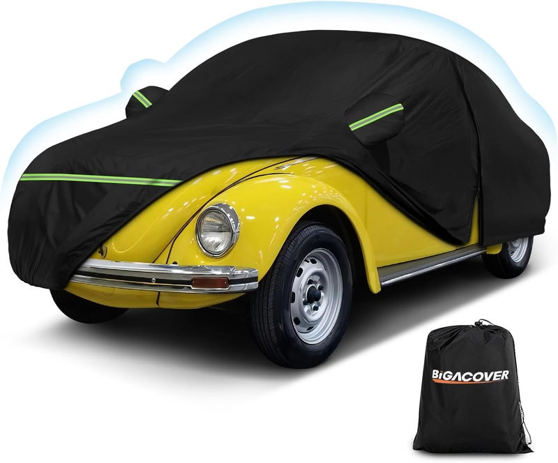 BIGACOVER Custom Fit for Volkswagen Beetle Bug 2-Door 1960-1980 Sedan Car Cover Waterproof Heavy Duty All-Weather Protection with Door Zipper & Storage Bag - Image 1